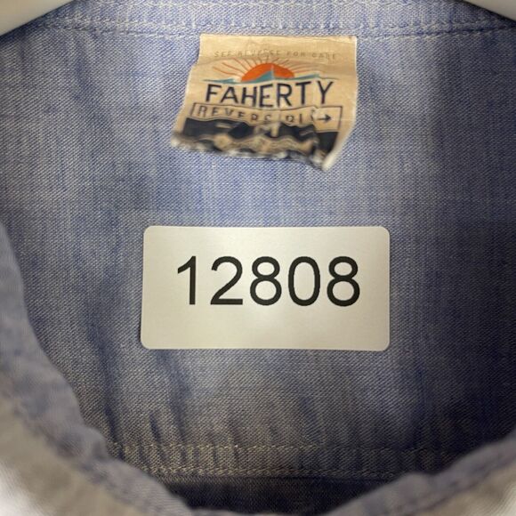 Faherty Shirt Mens‎ Medium Blue Reversable Preppy Long Sleeve Casual Adult - Picture 11 of 11